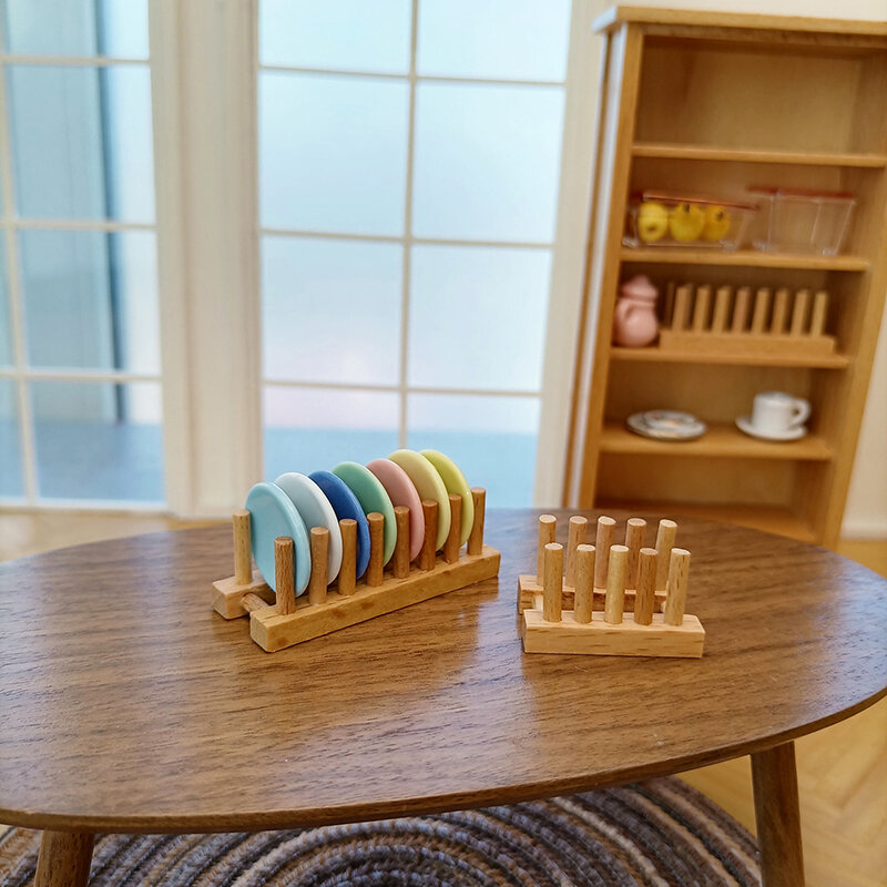 Innovatives und praktisches 1/6 1/12 Puppenhaus Modell Möbel zubehör Mini Holz tablett Küche Abfluss regal