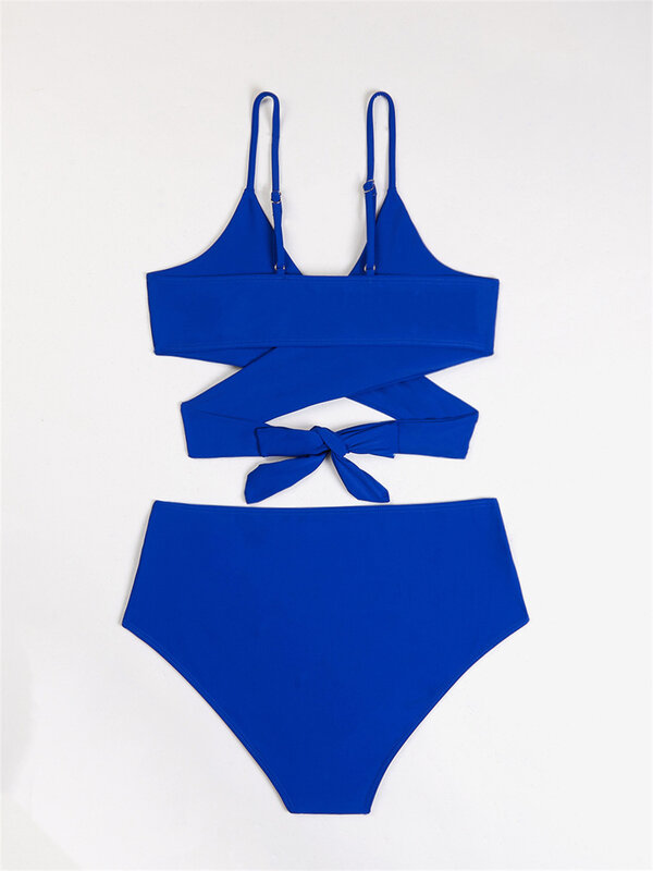 Sexy Sling Bikini Cross Bandage Swimsuit High Waist Thong Vacation Swimwears Separate Women Bathing Suit Beach Wear 2024 Outfits