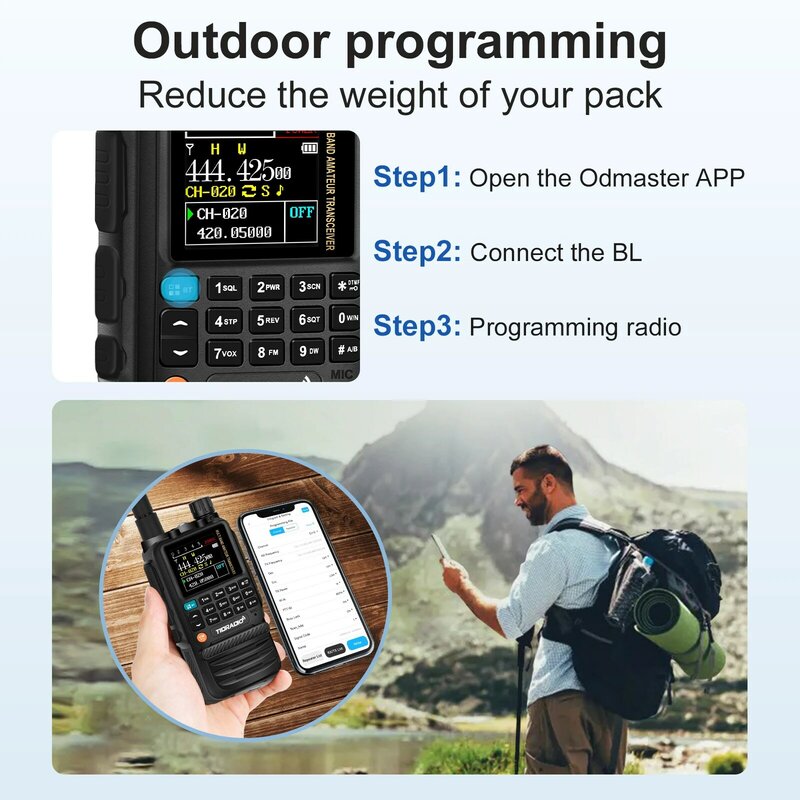 TIDRADIO H3 Walkie Talkie profesional, aplikasi telepon nirkabel pemrograman aplikasi jarak jauh kontrol stasiun radio multifungsi