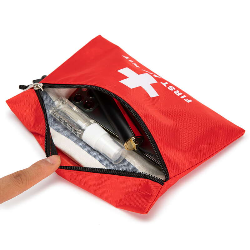 Red Emergency Bag First Aid Bag Small Empty Travel Rescue Bag Pouch First Responder Storage Medicine Pocket Bag for Car Office
