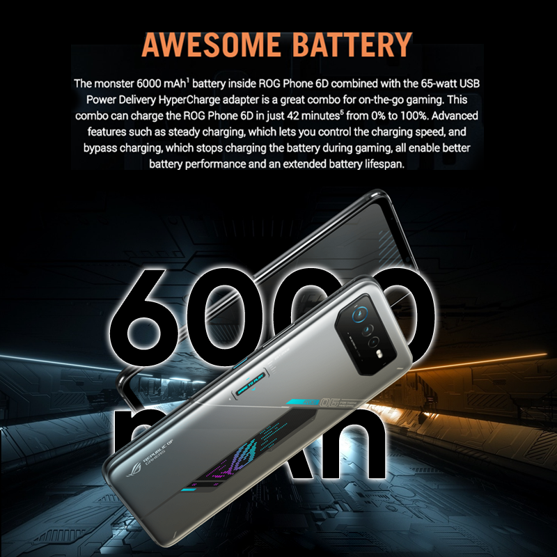 ASUS ROG telefon 6D MediaTek wymiarowość 9000 + 165Hz E-sportowy ekran 6000mAh bateria 65W szybkie ładowanie telefonu komórkowego ROG 6D