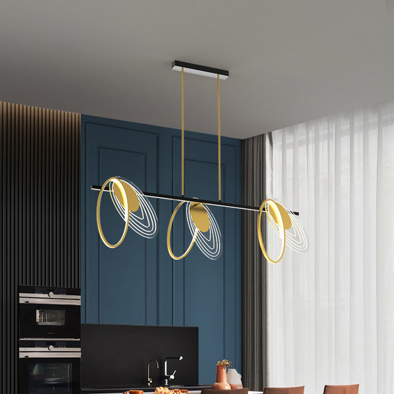2023 neue Acryl LED Gold Pendel leuchte für Küchen insel Indoor moderne nordische romantische dekorative Hotel Hängelampen Glanz