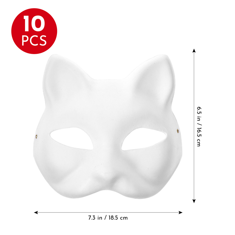 가장 무도회 고양이 얼굴 마스크, DIY 파티 마스크 소품, 페인트 가능한 빈 마스크, 파티 코스프레 액세서리, 10 개, 6 개, 5 개, 3 개