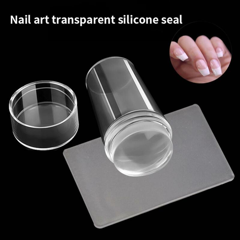 Silicone Nail Art Stamping Kit French For Manicure Plate Stamp Polish Stencil Template Seal Stamper Scraper