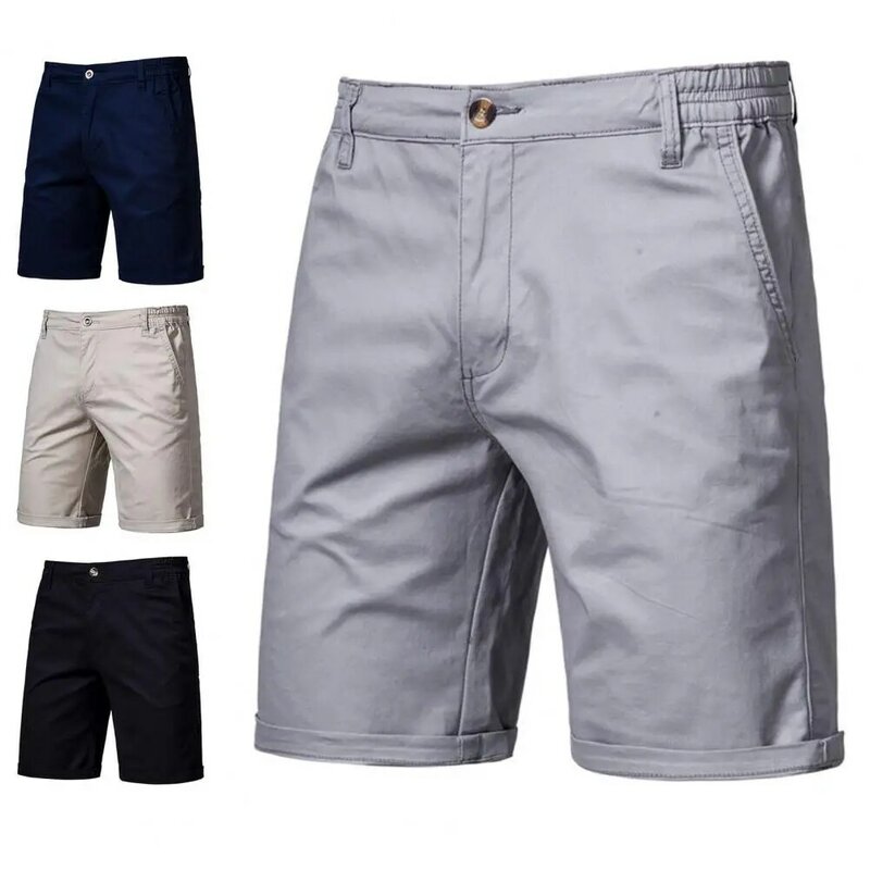 Stilvolle Shorts mittlere Taille All-Match elastische Taille Männer schlanke Shorts lässige soziale Shorts Streetwear