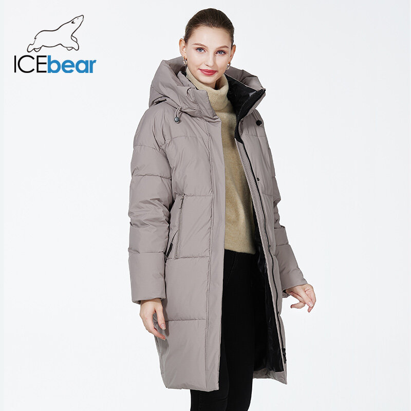 ICEbear-Jaqueta acolchoada de algodão à prova de vento para mulheres, casaco longo casual, parka feminina, inverno, 2023, 2023