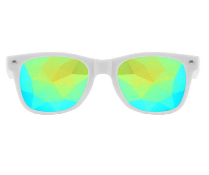 Kaleidoscopio gafas de sol con montura cuadrada para hombre y mujer, gafas de sol rectangulares con brillo de diamante, diseño de uñas de arroz Retro, regalo de fiesta