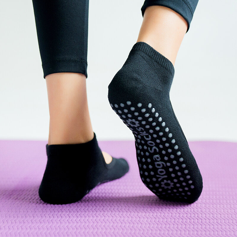 Breathable Quality Anti-Slip Women Socks Pilates High Backless Yoga Socks Ankle Ladies Ballet Dance Sports Socks for Fitness Gym