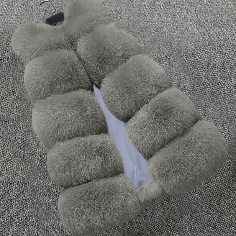 Winter New Women Furry Coat Warm Faux Fur Vest Woman Fluffy Artificial Fur Coat Female Fake Fur Sleeveless Jacket Cardigan Femme
