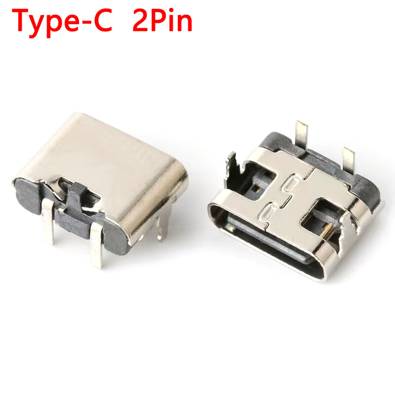 1-10 Buah 2Pin Type-c Horizontal 90 ° Plug-In Board Pengisian Cepat Type-c Female USB Female Plug-In Connector