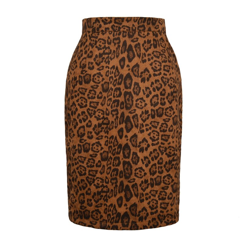 Frauen röcke sexy Wildleder Midi Bleistift rock Leoparden muster Herbst Winter Mode Streetwear elastische hohe Taille Bodycon Röcke