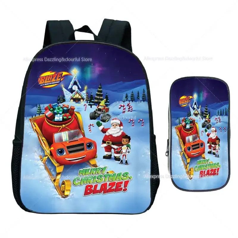 2Pcs Blaze and the Monster Machines Backpacks Kids Boys Girls Shoulder Bags Toddler Kindergarten Rucksack Children Bookbags
