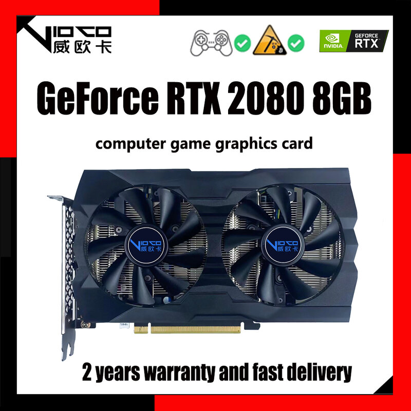 VIOCO RTX2080 8G Card Độc Lập Ổ GDDR6 256Bit 12NM NVIDIA GPU Cho Máy Tính Để Bàn Máy Tính Khai Thác Mỏ Chơi Game RTX 2080 8GB