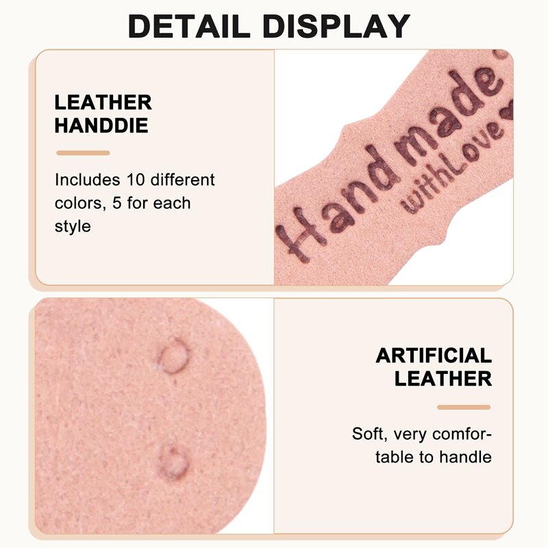50 szt. Etykiet ze skóry PU do ręcznie robionych torebek z naklejkami na ubrania akcesoria