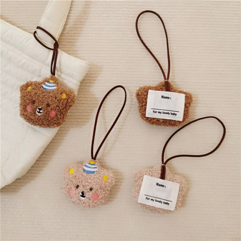 Cute Little Bear Head Keychain para mulheres, chaveiro de pano, acessórios pingentes, caso de fone de ouvido, decoração do saco, moda fresca, 2023