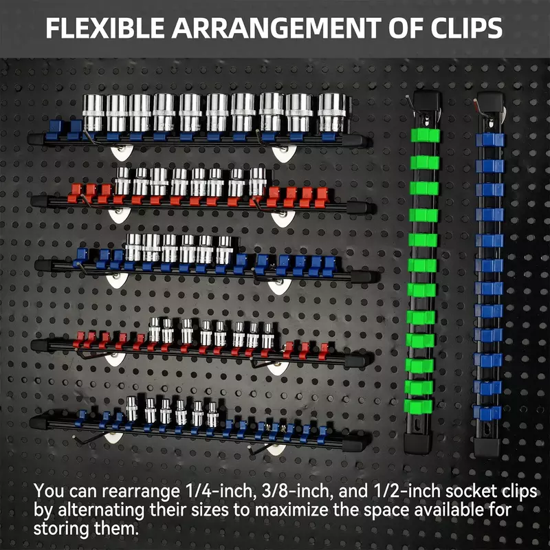 Bandejas de soporte organizador de enchufes ABS para cajas de herramientas, 1/4 , 3/8, 1/2, soporte de riel de Clip de enchufe portátil