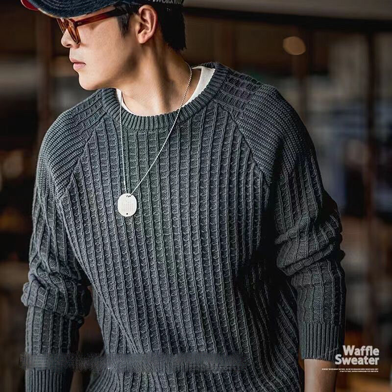 Fashion O-Neck Loose Solid Color Sweaters Men's Clothing 2023 Autumn Winter Oversized Knitted Casual Pullovers All-match Tops
