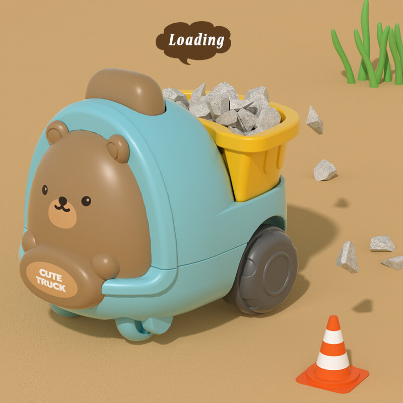 4 szt. Dziecko Mini zabawki bezwładnościowe samochód urocze zwierzęta samochód realistyczna ciężarówka inżynieryjna pojazd inżynieryjny zabawki Montessori dla małych dzieci