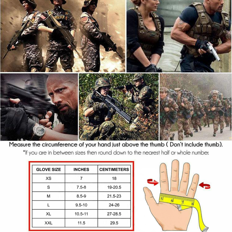 Rękawice motocyklowe męskie taktyczne wojskowe rękawice ochronne na golonkę sportowe pełne mitenki rękawice rowerowe