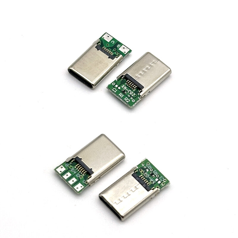 ขั้วต่อชนิด-C 2A USB 1/4 4Pin 2Pin อะแดปเตอร์เต้ารับตัวผู้ต่อกับสายบัดกรีและสายเคเบิล16หมุดรองรับบอร์ด PCB