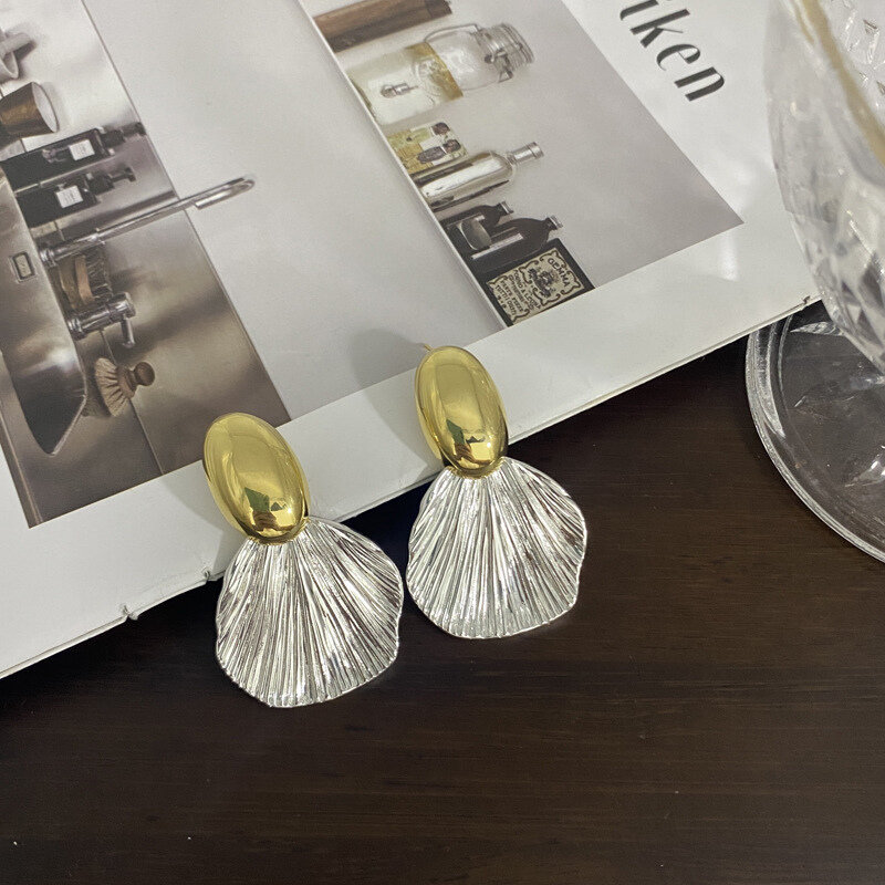 Moda oro argento colore grande conchiglia in metallo orecchini pendenti per le donne geometrico irregolare Vintage semplice earrivns gioielli regalo del partito