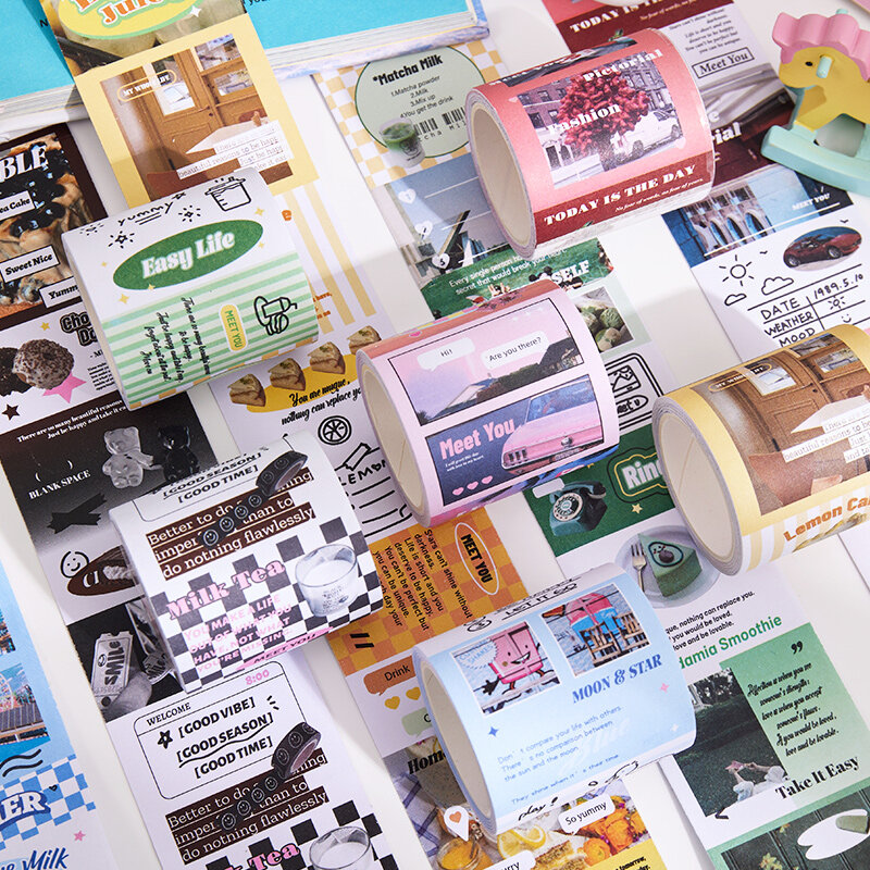 Entspannungs serie Aufkleber auf Roll Art Scrap booking Tape Schneiden Dekoration Collage Material DIY Notebooks Briefpapier Lieferungen