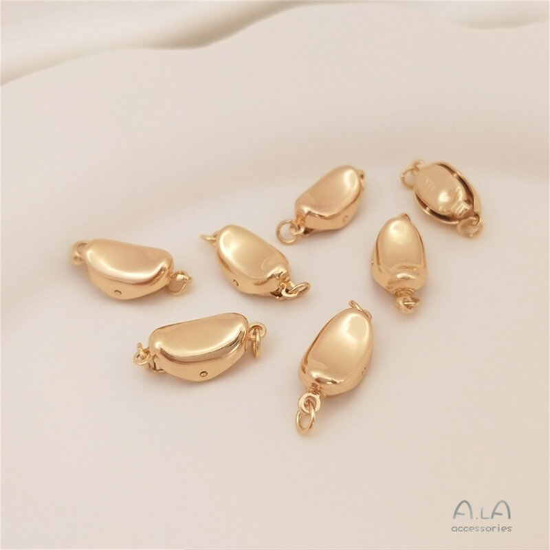 14K Copper Wrapped Gold Boat-shaped Ingot Buckle Pillow Buckle Pearl Stick Buckle Diy Bracelet Necklace Ending Accessories B935