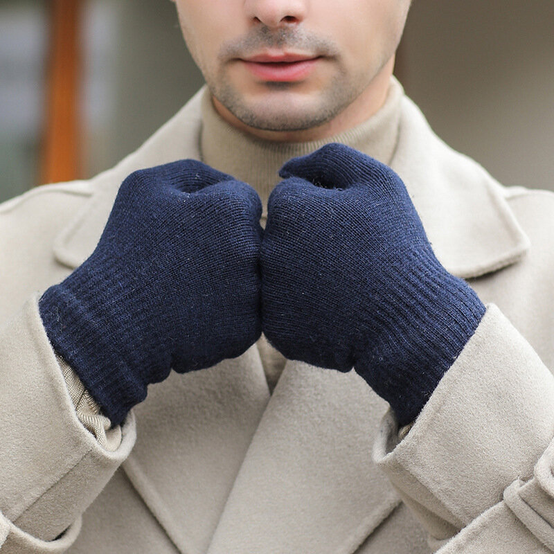 Новые мужские осенне-зимние однотонные Простые Модные сохраняющие тепло уличные спортивные ветрозащитные тянущиеся трикотажные перчатки для вождения