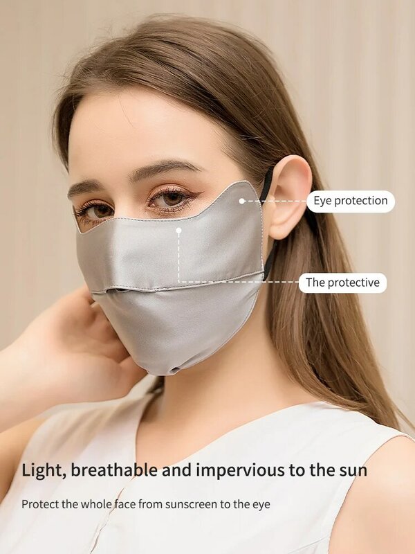 100% jedwab oddychająca jedwabna maska przeciwsłoneczna damska pełna twarz anty ultrafioletowe maska przeciwsłoneczna kolarstwo na świeżym powietrzu w lecie
