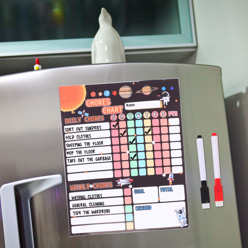Chart Chore Magnetic Kids Reward comportamento per cancellabile a secco calendario da frigorifero grafici a bordo responsabilità settimanale faccende domestiche Sticker