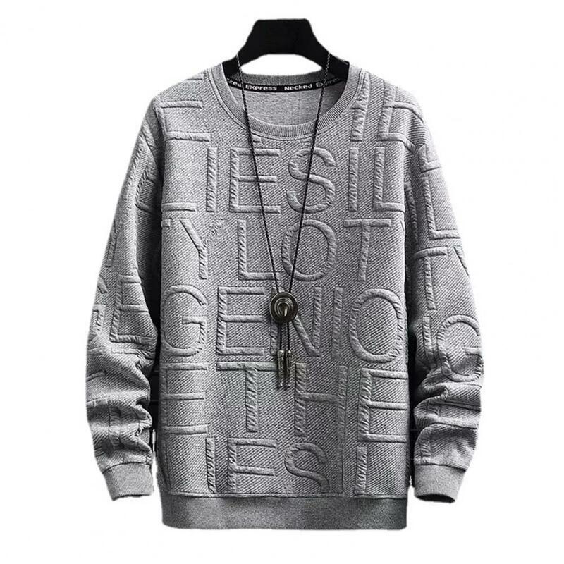 Heren Geribbelde Manchet Sweatshirt Heren Streetwear Sweatshirt Met Letterprint Loszittende O-hals Lange Mouw Pullover Voor De Lente Herfst