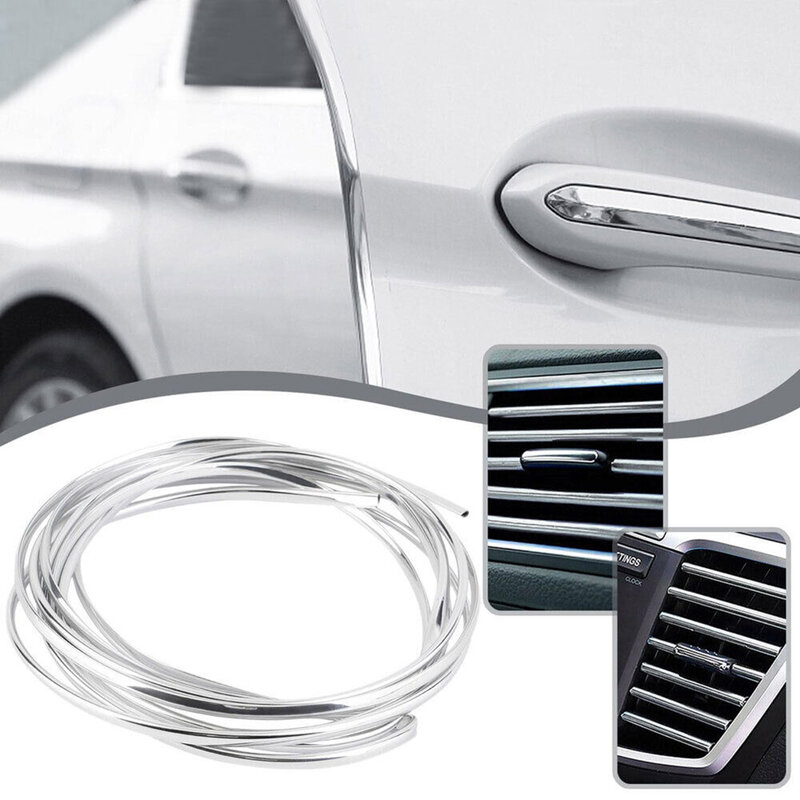 Moldura cromada para Borde de puerta de coche, Tira protectora contra arañazos, ABS + cromo, Universal, 6mm X 2M, 1 rollo