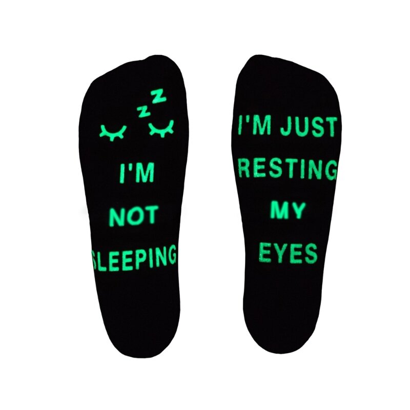 Not Sleep Just Resting Eyes Funny Socks with Glowing Men Women Novelty Letter Printed Cotton Socks Gifts for Dad Husband 37JB