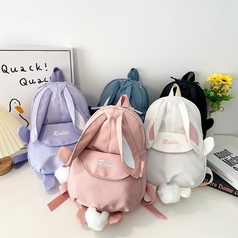 NEW Backpacks Cartoon Cute Rabbit Kid Bookbag Student Lightweight Nylon Durable Outdoor Travel Large Capacity Zipper Storage Bag