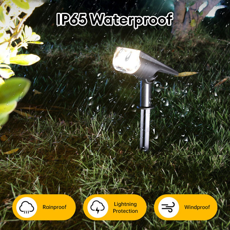 IP65 태양광 LED 스포트라이트, 조정 가능한 태양광 스포트라이트, 매우 밝은 풍경 안뜰 잔디 조명, 7LED 램프