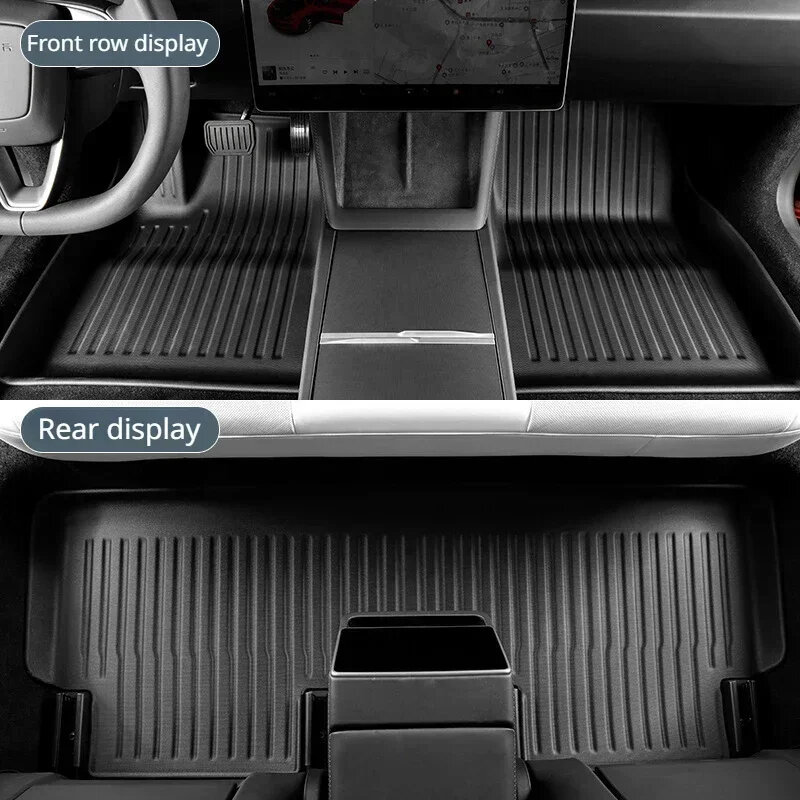 테슬라 모델 3 + 용 바닥 트렁크 매트, TPE 방수 내마모성 발 패드, 자동차 전면 후면 트렁크 매트, 신형 모델 3 하이랜드 2024