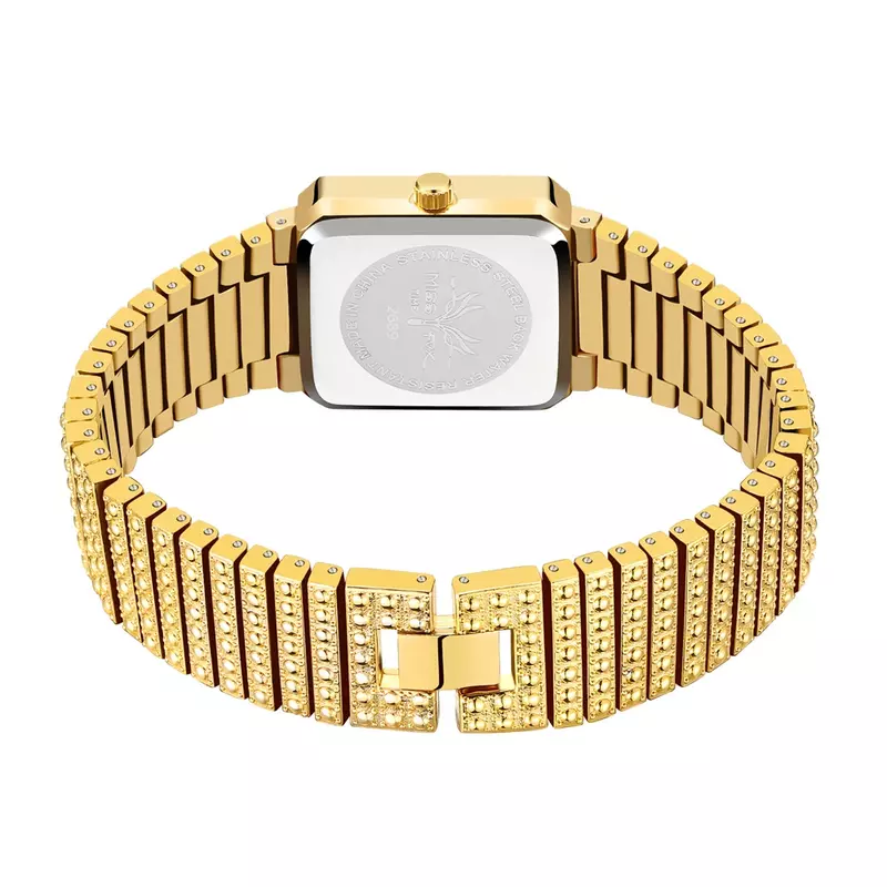 Luxury Bling เพชรนาฬิกาสำหรับสตรี Hip Hop ผู้หญิงนาฬิกานาฬิกา Gold Square ICE OUT Ladies นาฬิกาข้อมือ Reloj Mujer ใหม่