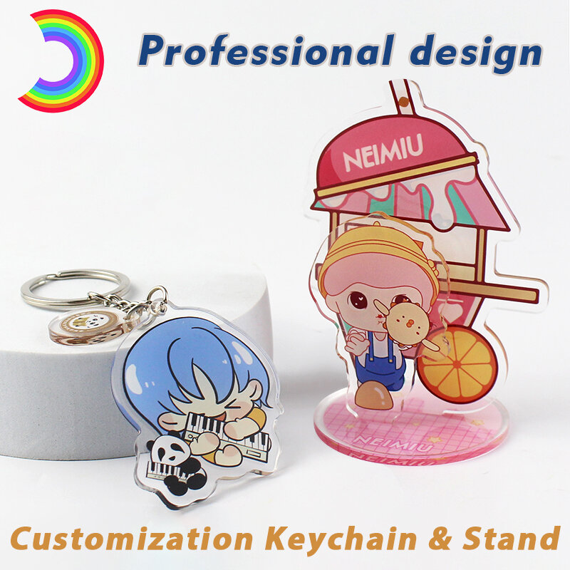Llaveros personalizados de Anime, llavero de acrílico, anillo de figura de dibujos animados, diseño Personal personalizado, doble impresión recubierta, encanto de mochila de moda
