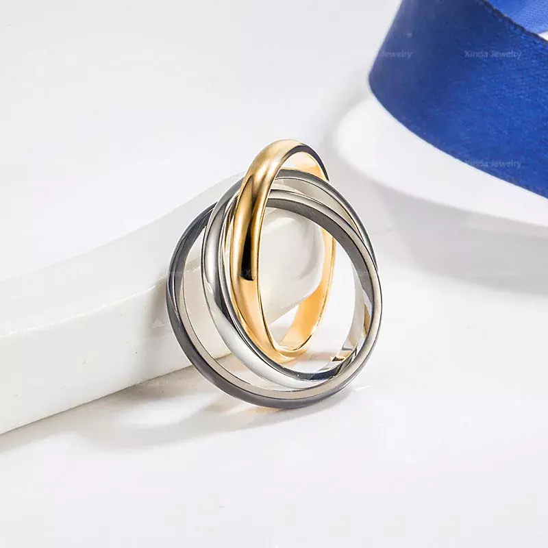 Classic Design S925 Sterling Silver Trinity Ring for Women's Minimalist Fashion Brand Luxury Banquet Couple Jewelry