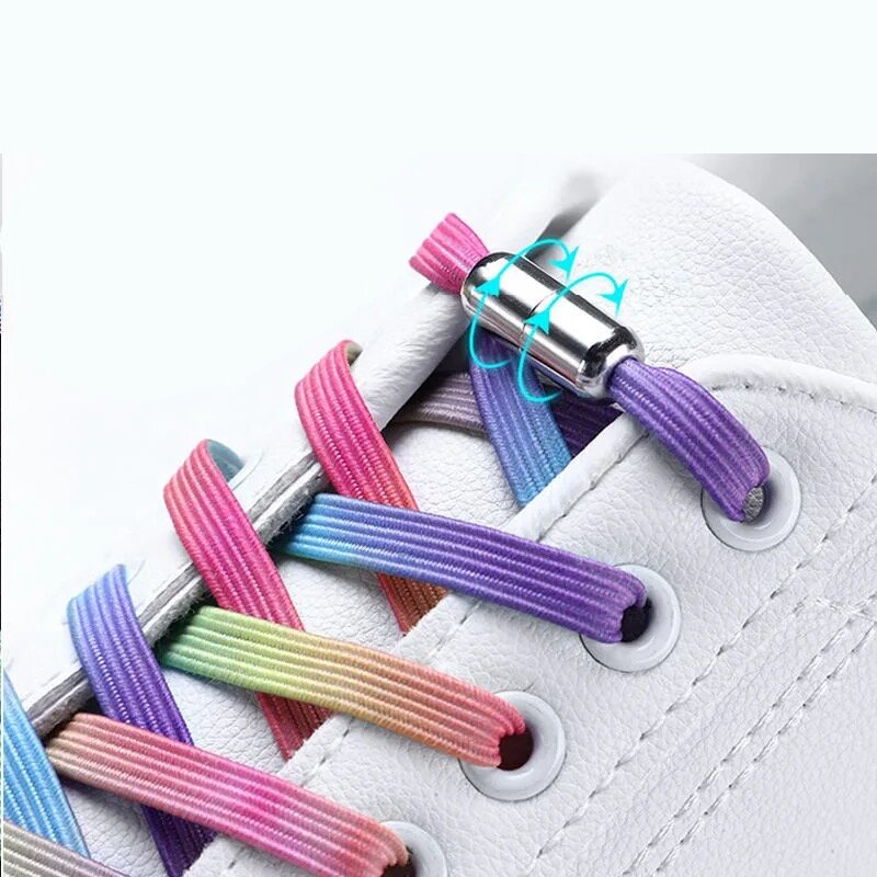 Радужные эластичные разноцветные плоские шнурки для обуви, без завязывания, для взрослых, детей, для тенниса, без завязывания, шнурки для обуви, аксессуары для обуви