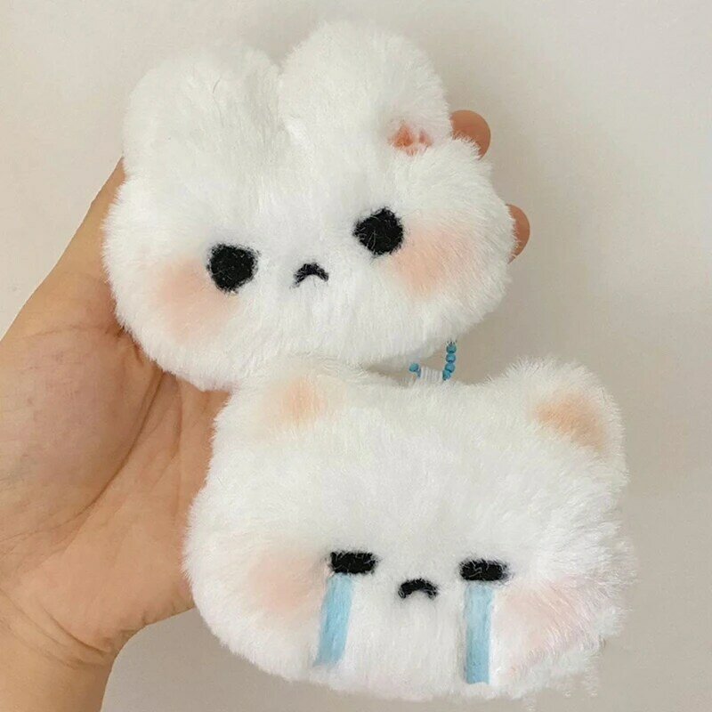 Fashion Cute Plush Rabbit Bear Keyring Funny Angry Crying Face Doll Key Chains Car Schoolbag Keychain Pendant For Girl Kids Gift