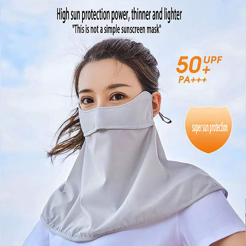 女性用マスク,日焼け止め,防塵,通気性のあるスカーフ,速乾性,首の保護,耳のヘッドバンド,夏