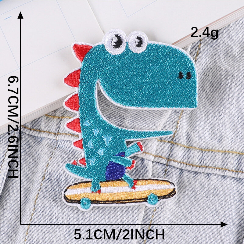 2024 New Cartoon Embroidery Patches DIY Patch Dinosaur Stickers Self-adhesive Badges Fabric Accessories for Clothing Bags Jacket