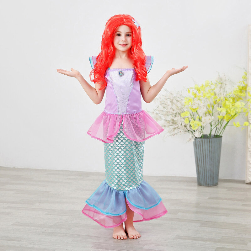 Disney Kleine Zeemeermin Ariel Prinses Kostuum Kind Roze Jurk Meisjes Cosplay Kinderen Carnaval Verjaardagsfeestje Film Outfit Kleding