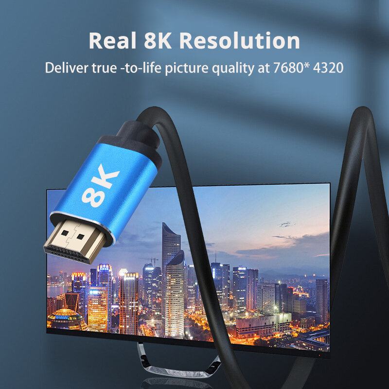 Xiaomi TVボックス用2.1ケーブル,TVボックス用8k hdmii互換ケーブル,ps5,USBハブ,8k @ 60hzケーブル,48gbps,dobby vision hd 1m 2m 3m 5m 10m 15m 20m