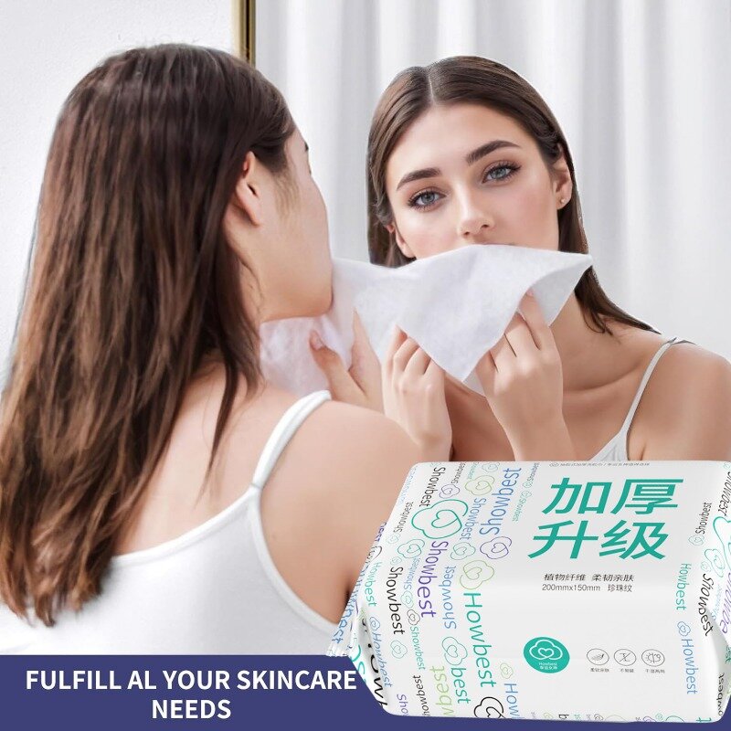 10 Pack 300 Pcs Disposable Facial Tissue 100% Cotton Tissue Soft Thick Dry Wipe Reusable Wet  Dry Makeup Non-Woven Facial Tissue