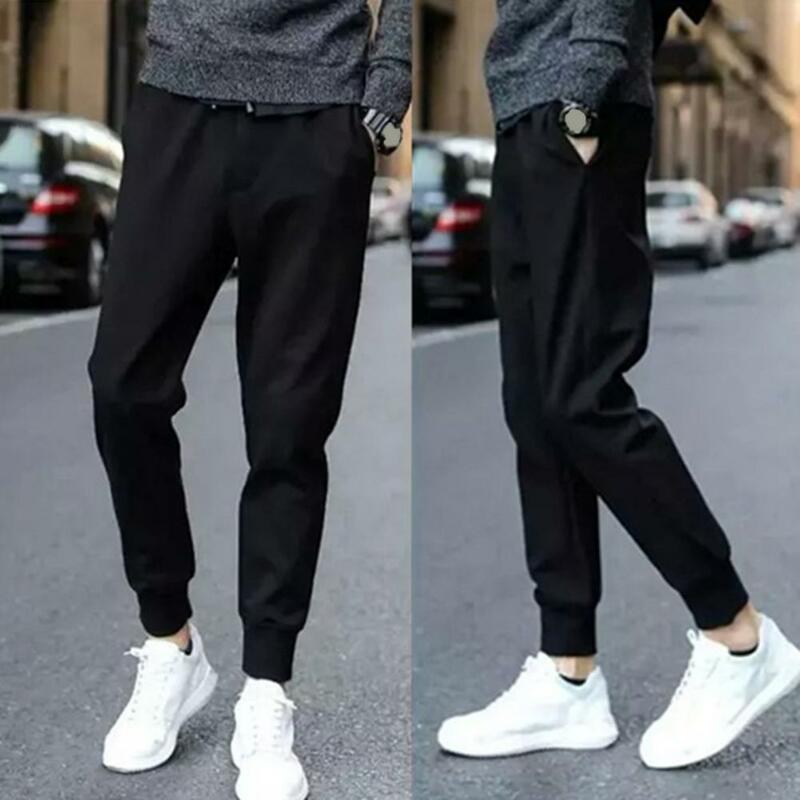Calças masculinas de fibra de poliéster respirável, calças esportivas versáteis, estilo de vida ativo, elegante e confortável