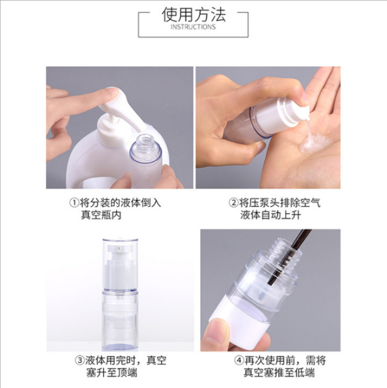1pc Portablere Plástico Airless Vacuum Pump Higiene Pessoal Travel Bottles Maquiagem Cosméticos para Creme Gel Hidratantes Loção Garrafa