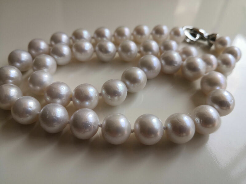 9-11mm AAA+ Natural White South Sea Round Edison Pearl Necklace 18inch