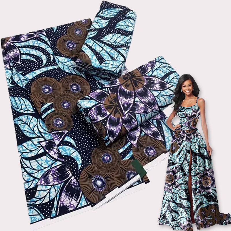 Maravilhoso impresso africano ceia tecido de cera ancara dtuch pagne 6 jardas/pçs real cera algodão têxtil 2022 para costura vestido 05w6